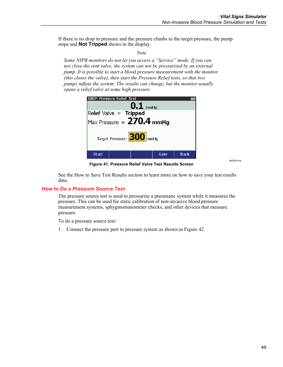 How to do a pressure source test | Fluke Biomedical ProSim 6 User Manual | Page 61 / 102