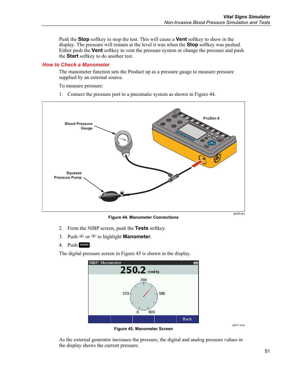 How to check a manometer | Fluke Biomedical ProSim 6 User Manual | Page 63 / 102