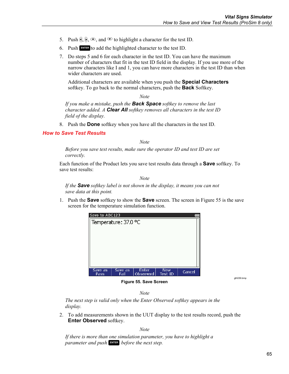 How to save test results | Fluke Biomedical ProSim 6 User Manual | Page 77 / 102