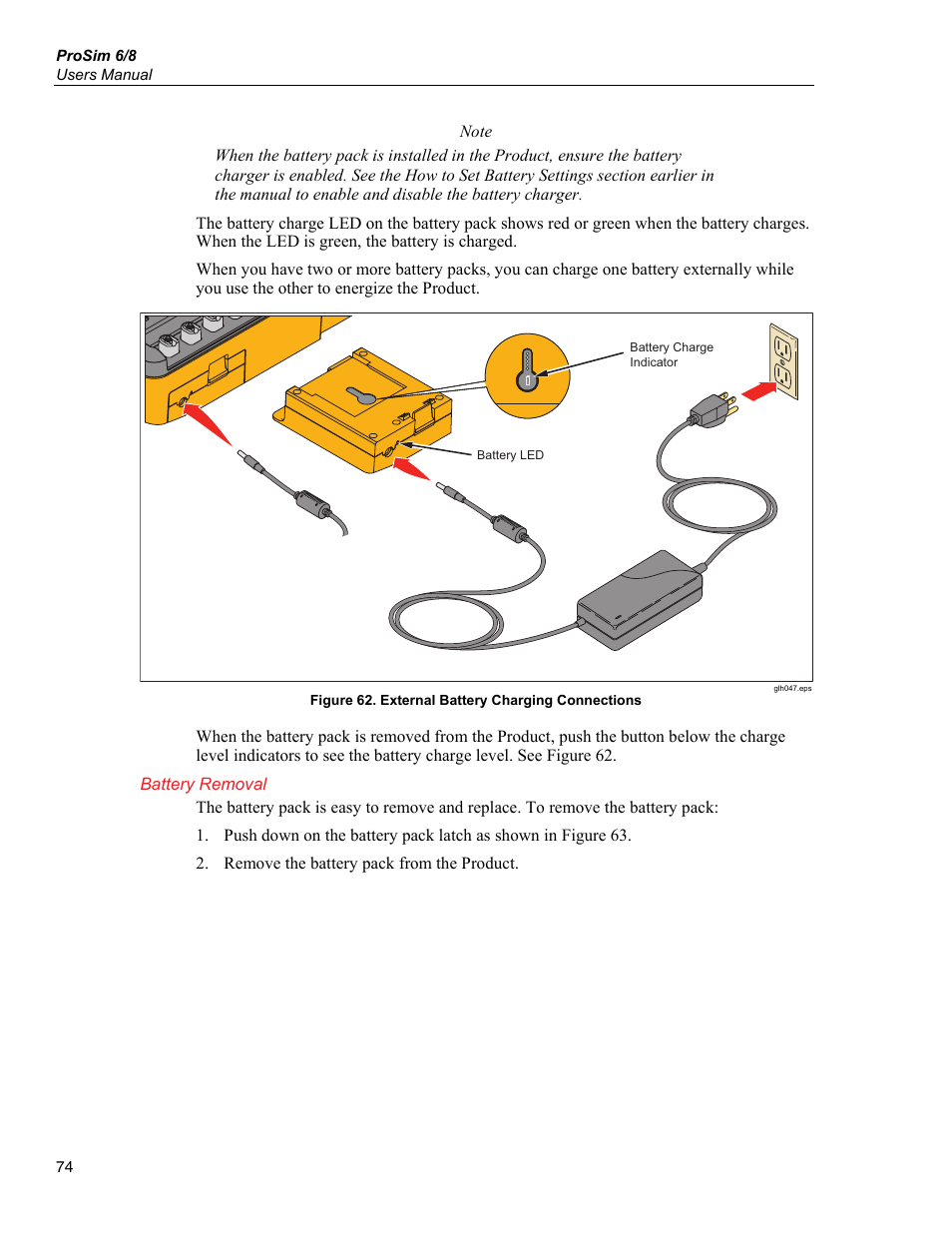 Battery removal | Fluke Biomedical ProSim 6 User Manual | Page 86 / 102