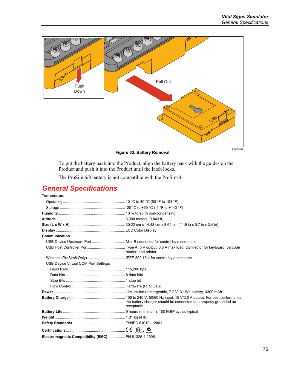 General specifications, P, ) | Fluke Biomedical ProSim 6 User Manual | Page 87 / 102