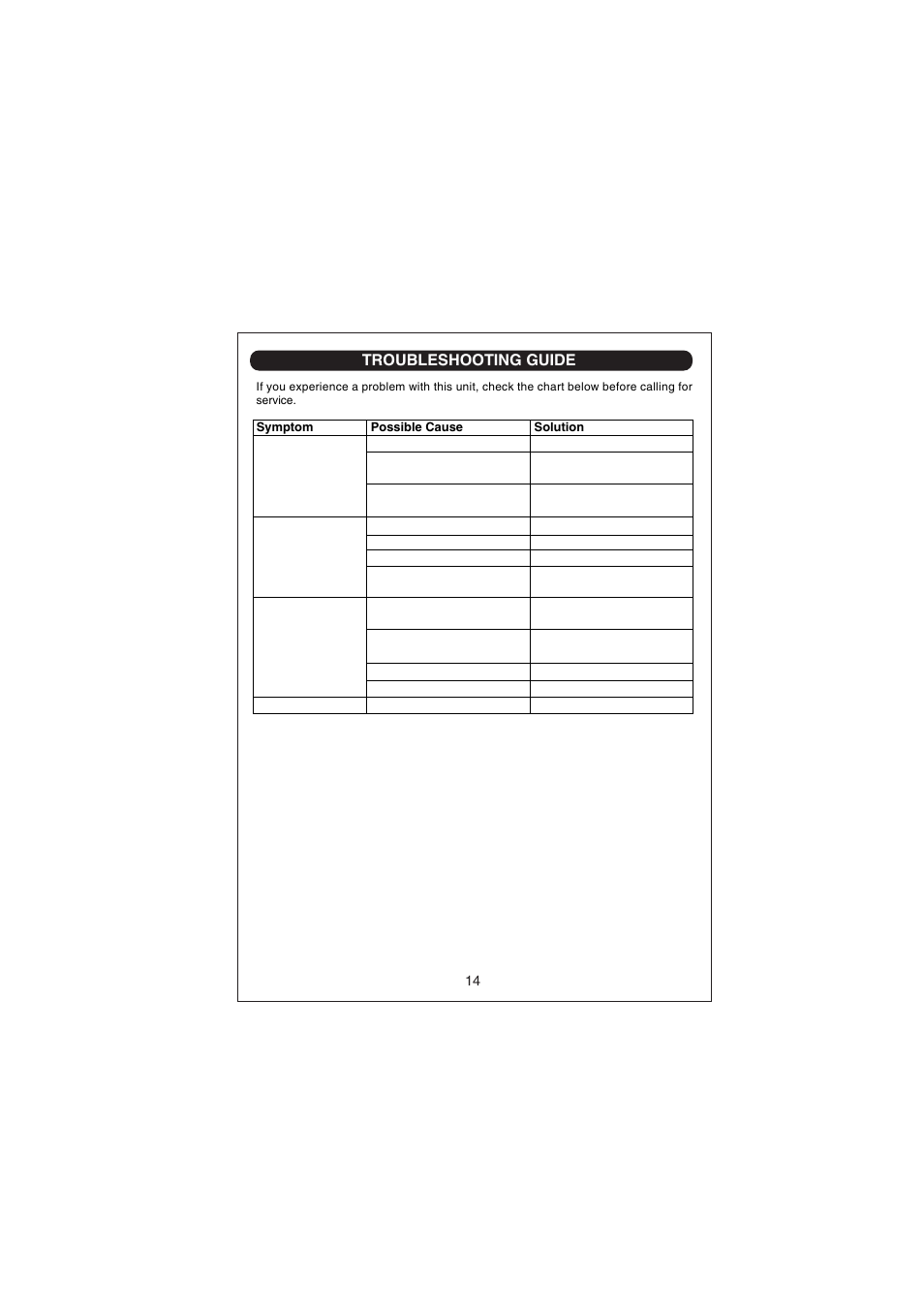 Troubleshooting guide | Curtis CD266 User Manual | Page 15 / 17