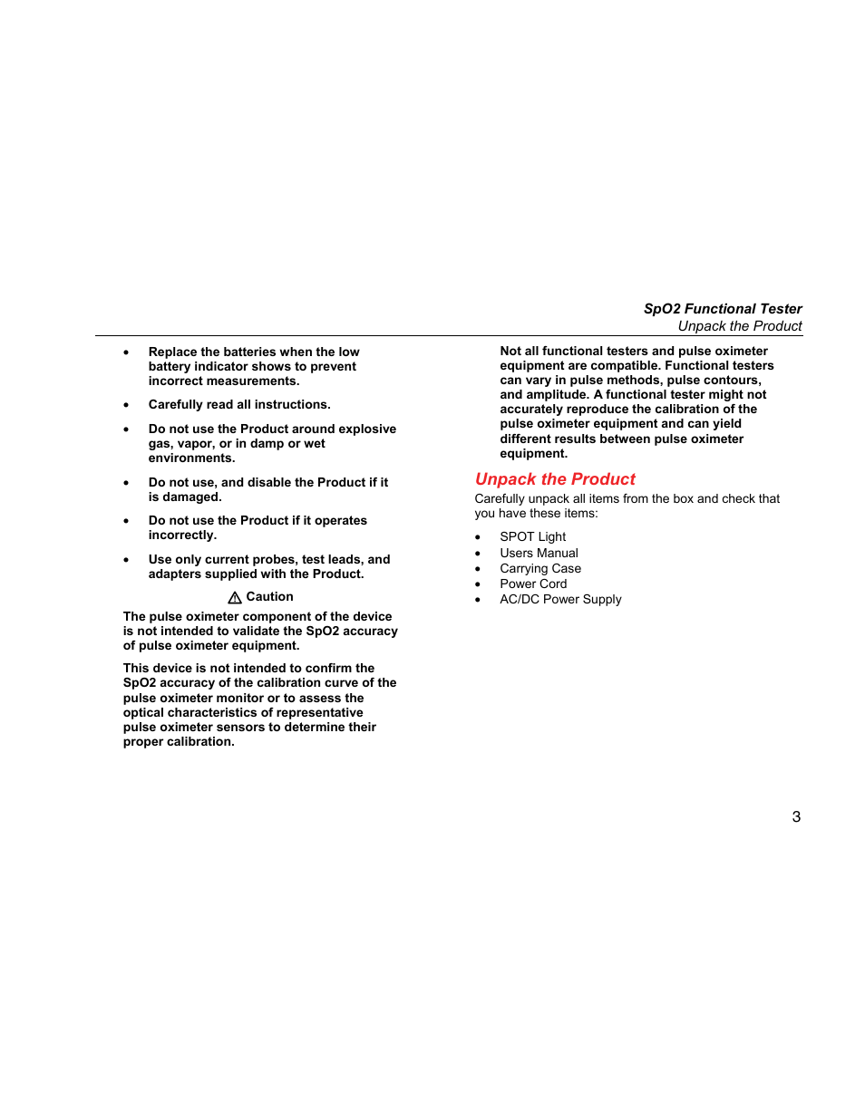 Unpack the product | Fluke Biomedical SPOT Light User Manual | Page 15 / 28