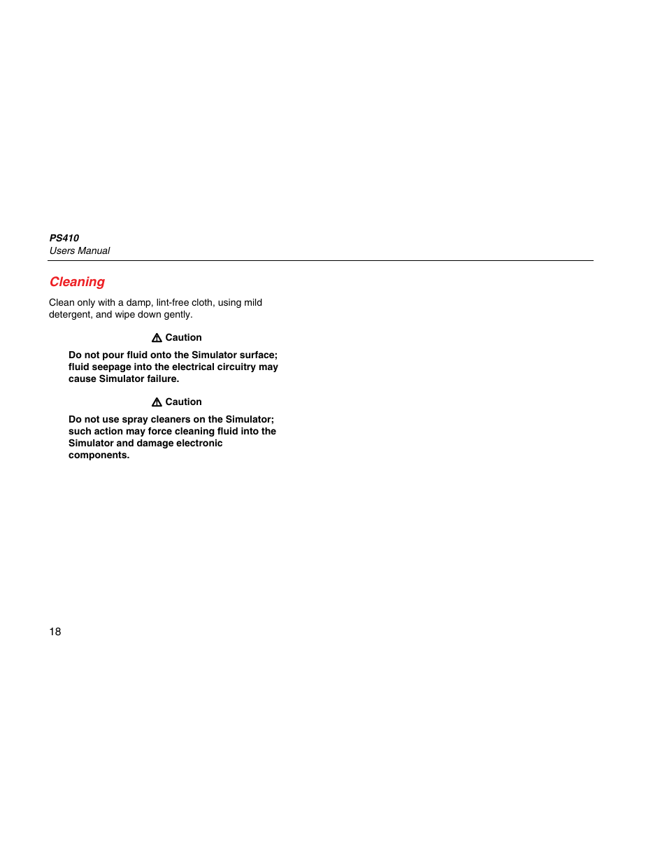 Cleaning | Fluke Biomedical PS410 User Manual | Page 26 / 26