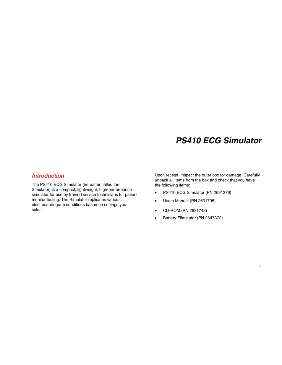 Ps410 ecg simulator, Introduction | Fluke Biomedical PS410 User Manual | Page 9 / 26