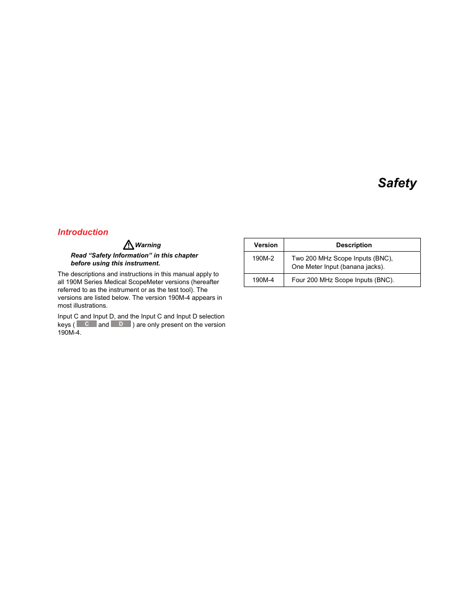 Safety, Introduction | Fluke Biomedical 190M User Manual | Page 11 / 160
