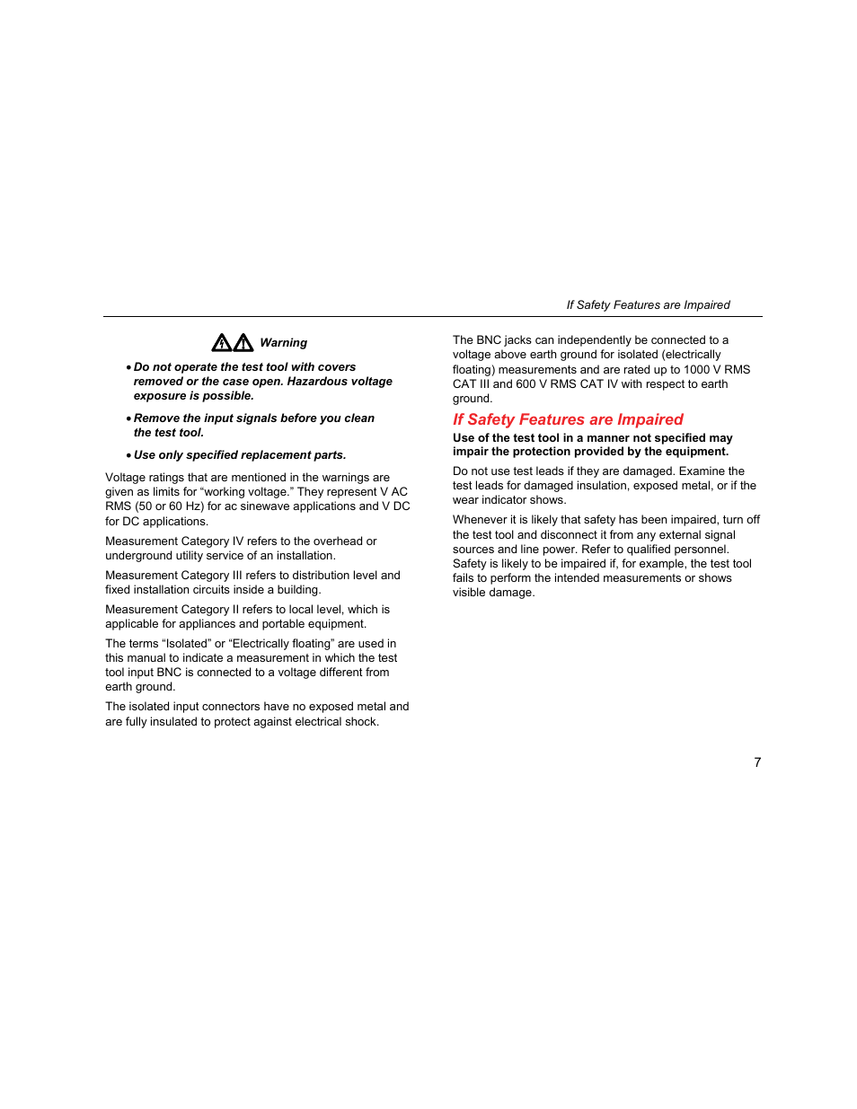 If safety features are impaired | Fluke Biomedical 190M User Manual | Page 17 / 160