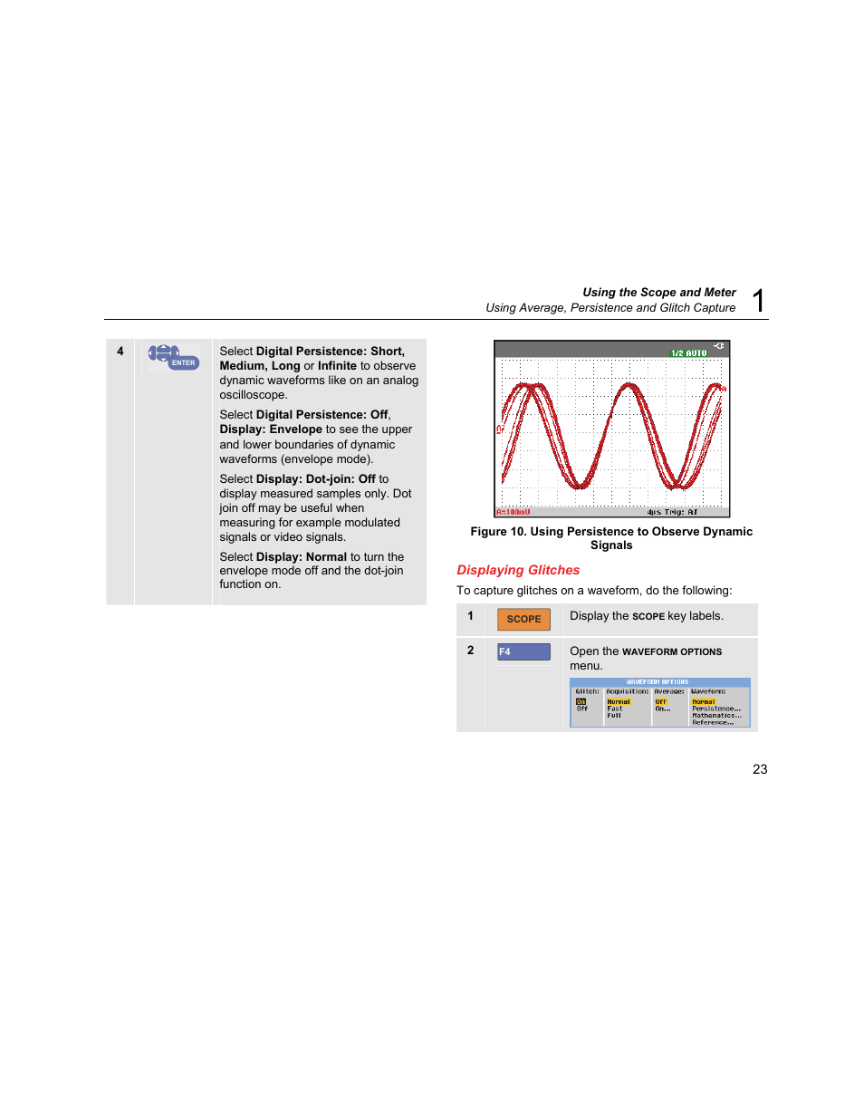 Displaying glitches | Fluke Biomedical 190M User Manual | Page 33 / 160