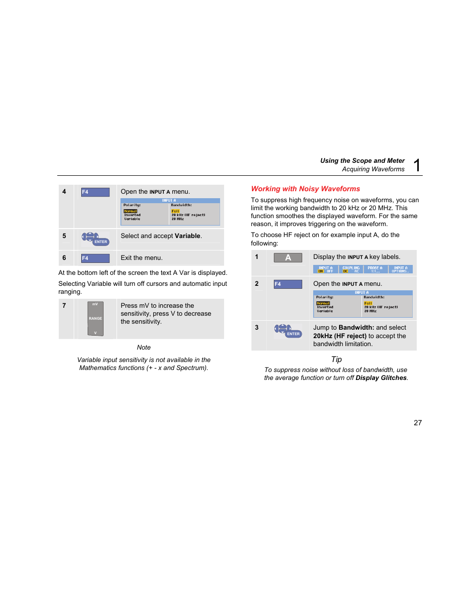 Working with noisy waveforms | Fluke Biomedical 190M User Manual | Page 37 / 160