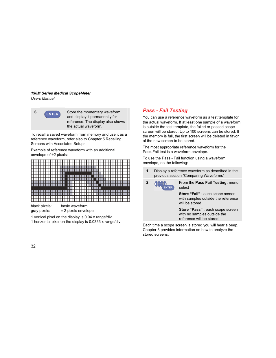 Pass - fail testing | Fluke Biomedical 190M User Manual | Page 42 / 160