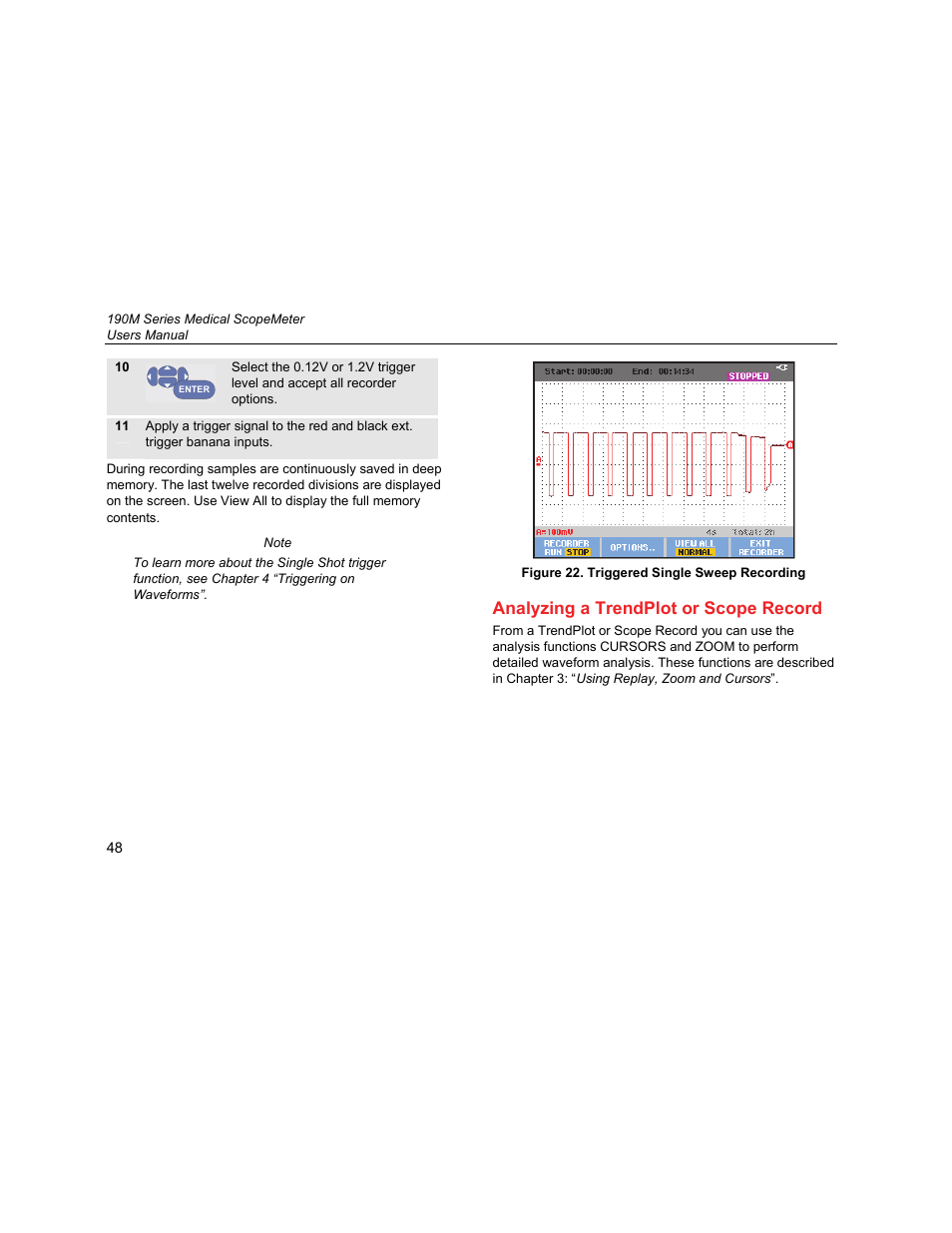 Analyzing a trendplot or scope record | Fluke Biomedical 190M User Manual | Page 58 / 160