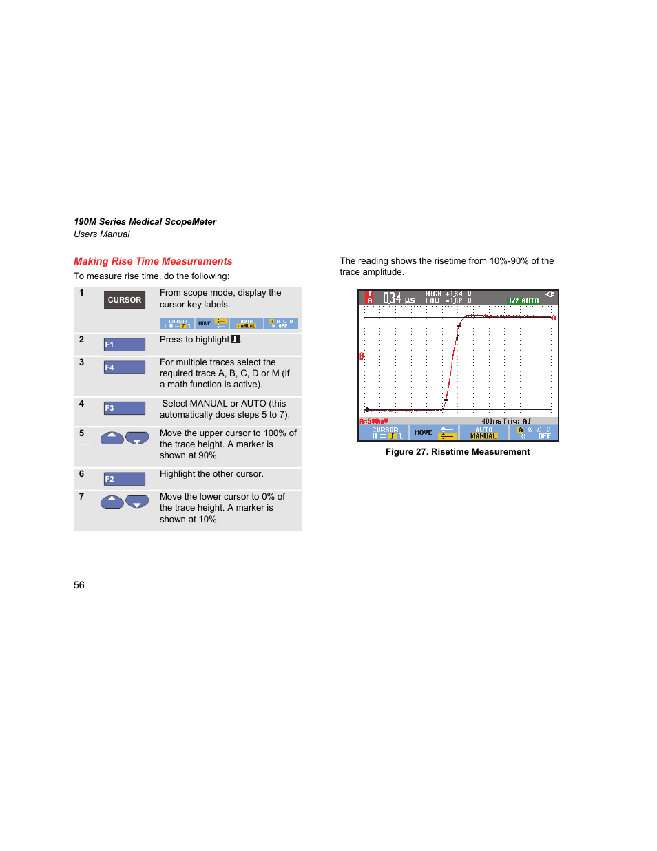 Making rise time measurements | Fluke Biomedical 190M User Manual | Page 66 / 160