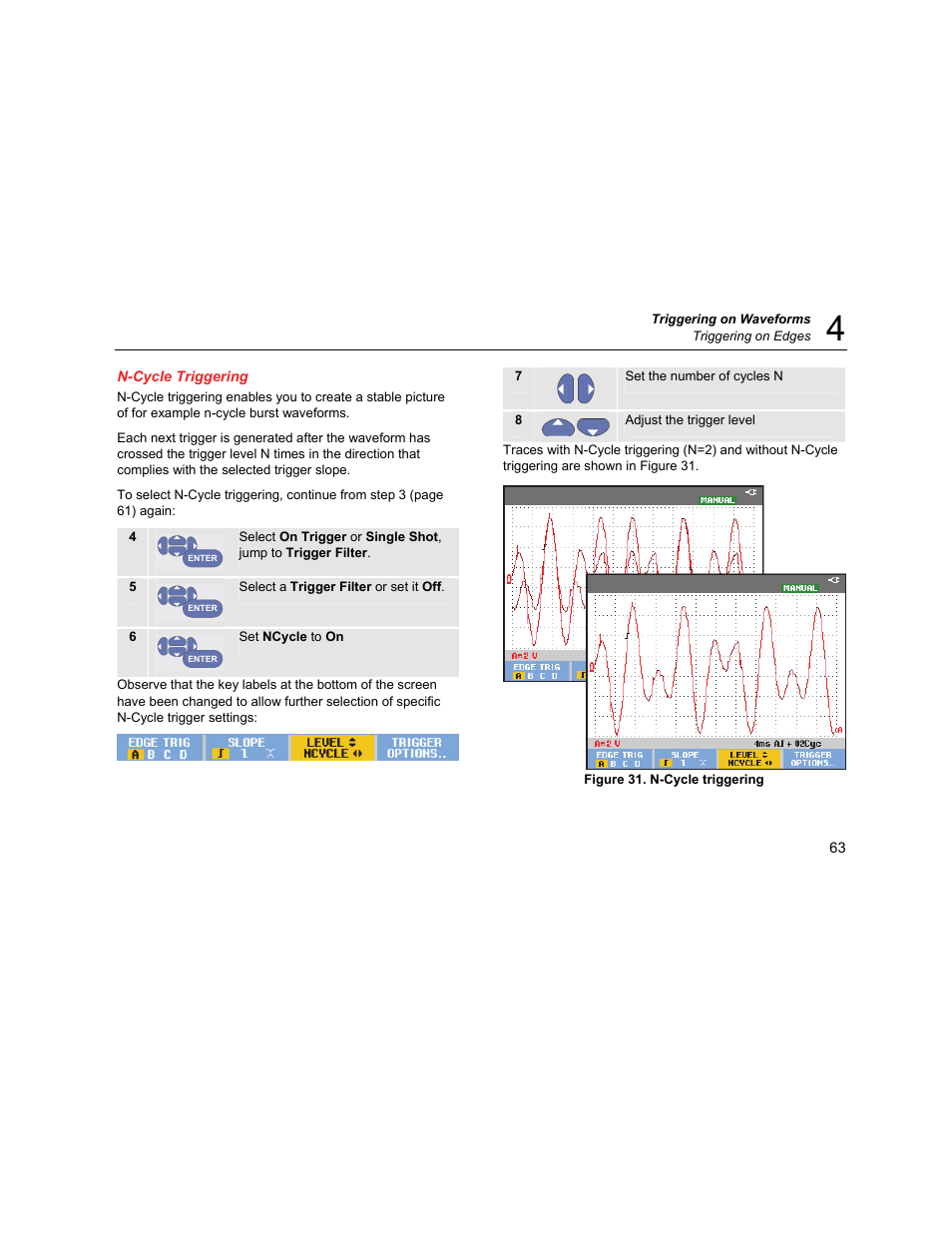 N-cycle triggering | Fluke Biomedical 190M User Manual | Page 73 / 160