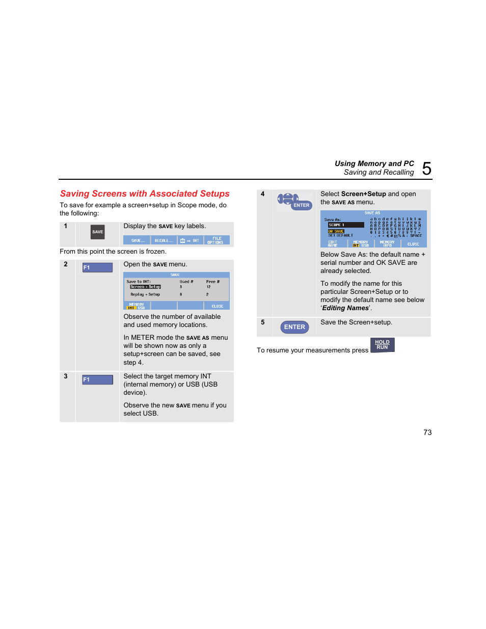 Saving screens with associated setups | Fluke Biomedical 190M User Manual | Page 83 / 160