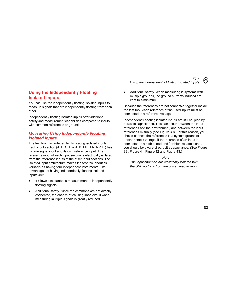 Using the independently floating isolated inputs | Fluke Biomedical 190M User Manual | Page 93 / 160