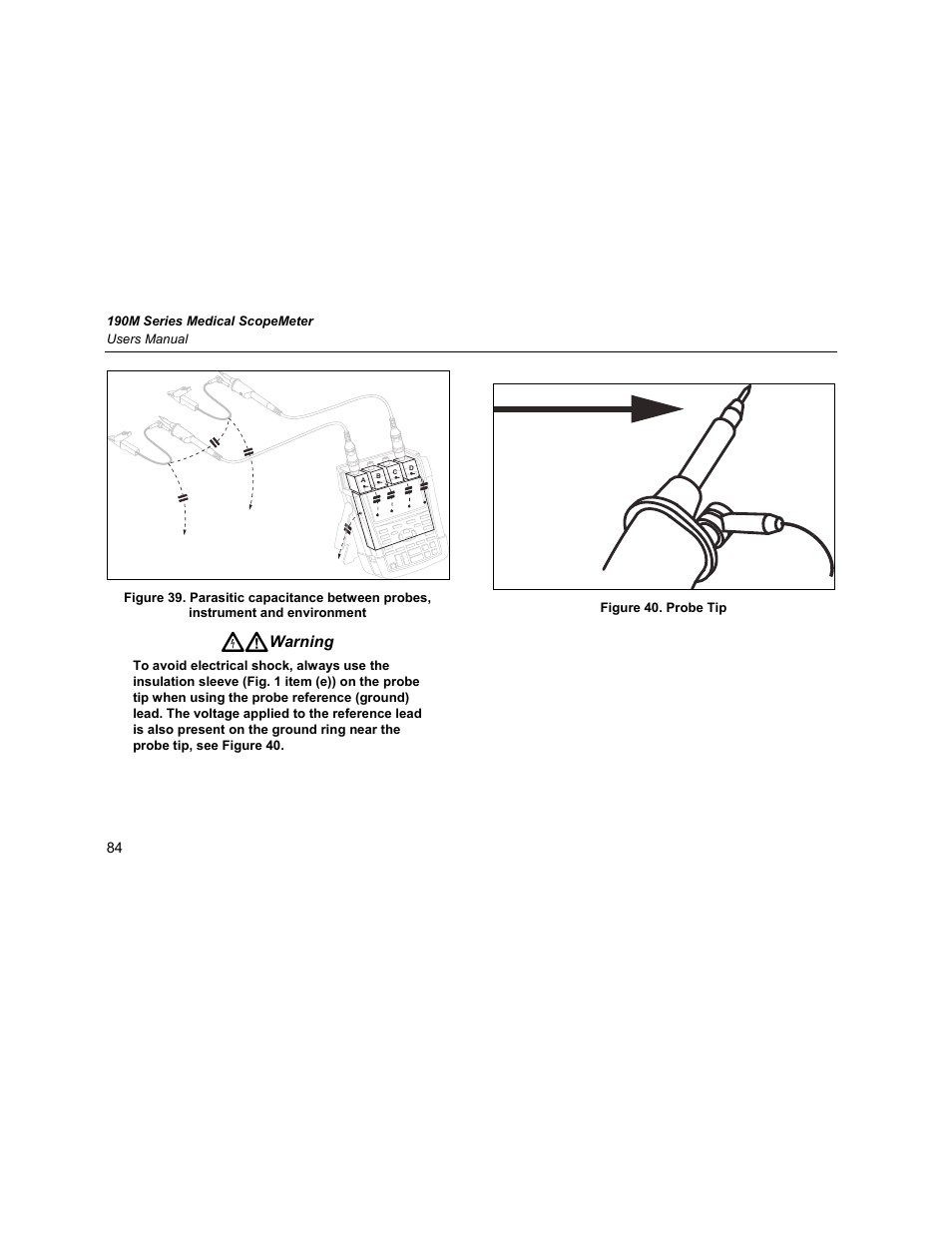 Warning | Fluke Biomedical 190M User Manual | Page 94 / 160