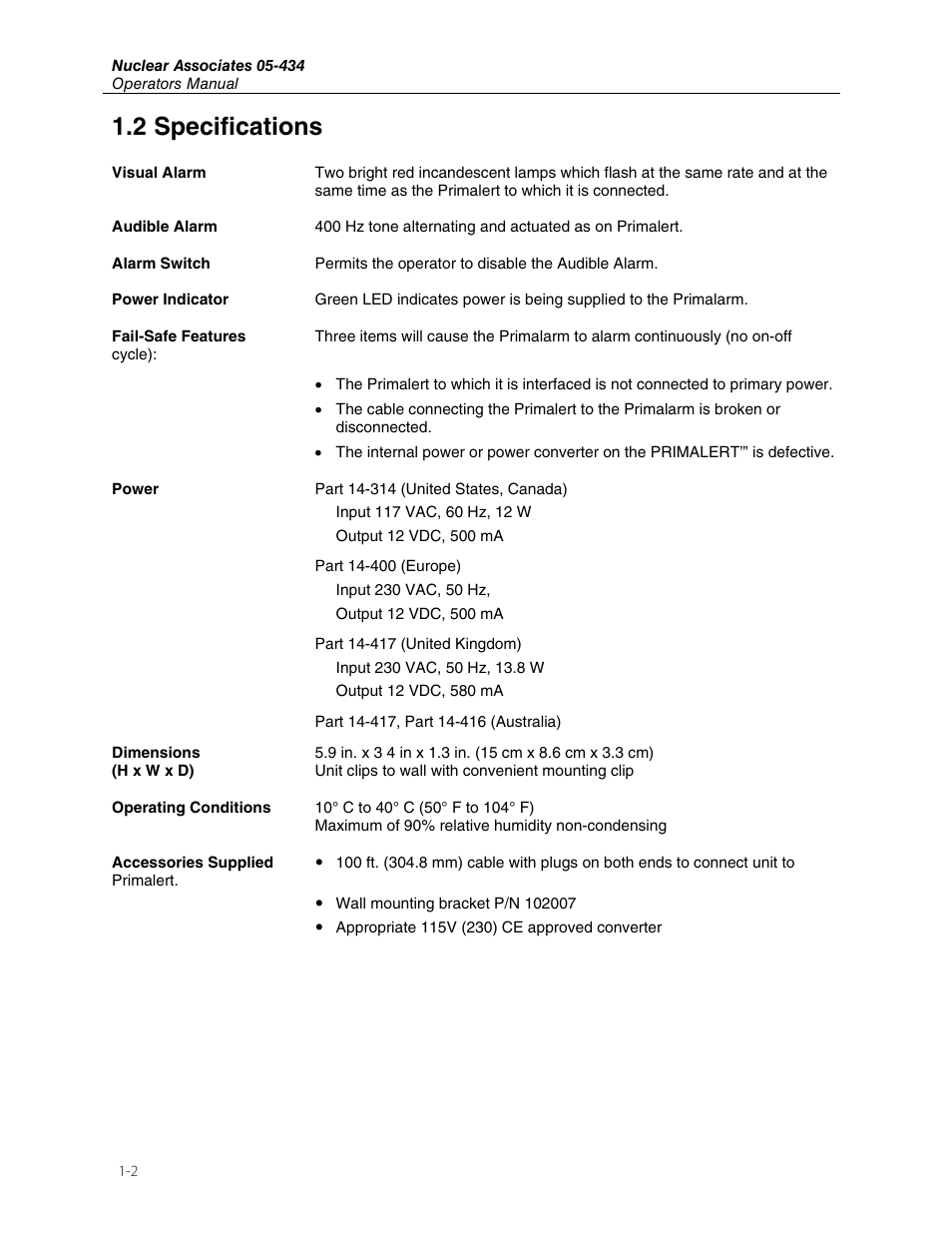 2 specifications | Fluke Biomedical 05-434 User Manual | Page 6 / 10