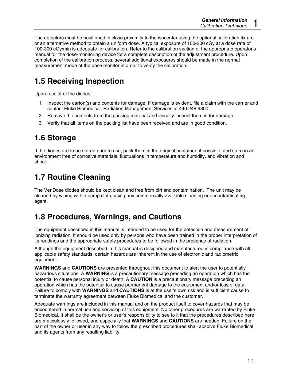 5 receiving inspection, 6 storage, 7 routine cleaning | 8 procedures, warnings, and cautions | Fluke Biomedical 30-471 User Manual | Page 7 / 24