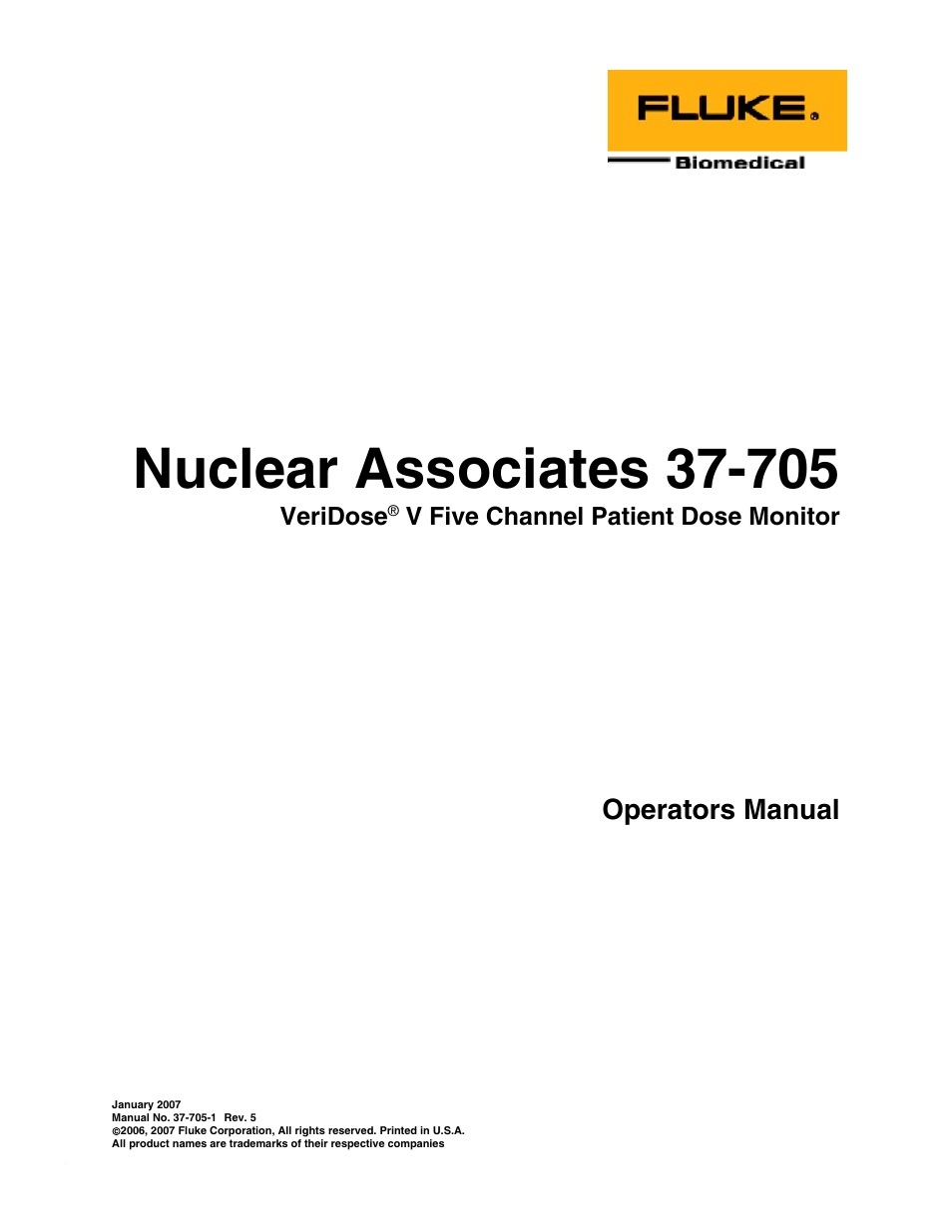 Fluke Biomedical 37-705 User Manual | 54 pages