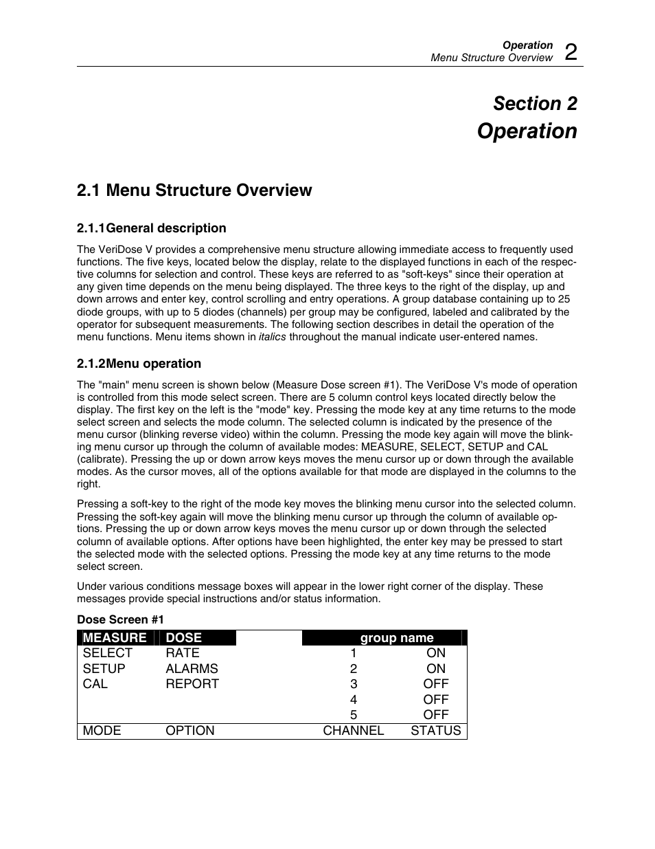 Operation, 1 menu structure overview | Fluke Biomedical 37-705 User Manual | Page 11 / 54