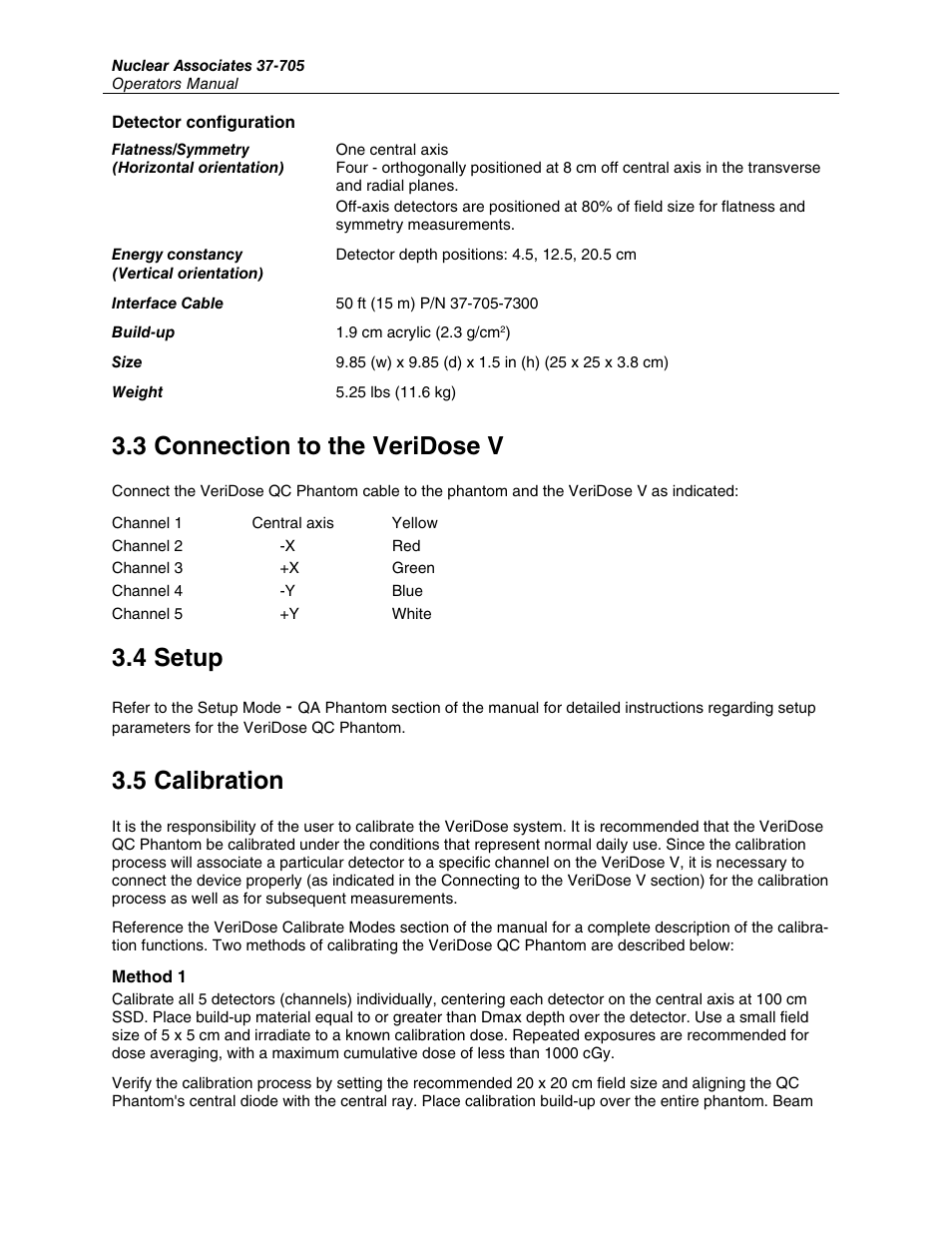 3 connection to the veridose v, 4 setup, 5 calibration | Fluke Biomedical 37-705 User Manual | Page 30 / 54