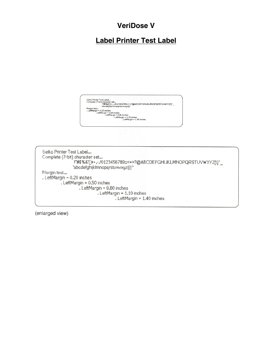 Veridose v label printer test label | Fluke Biomedical 37-705 User Manual | Page 48 / 54