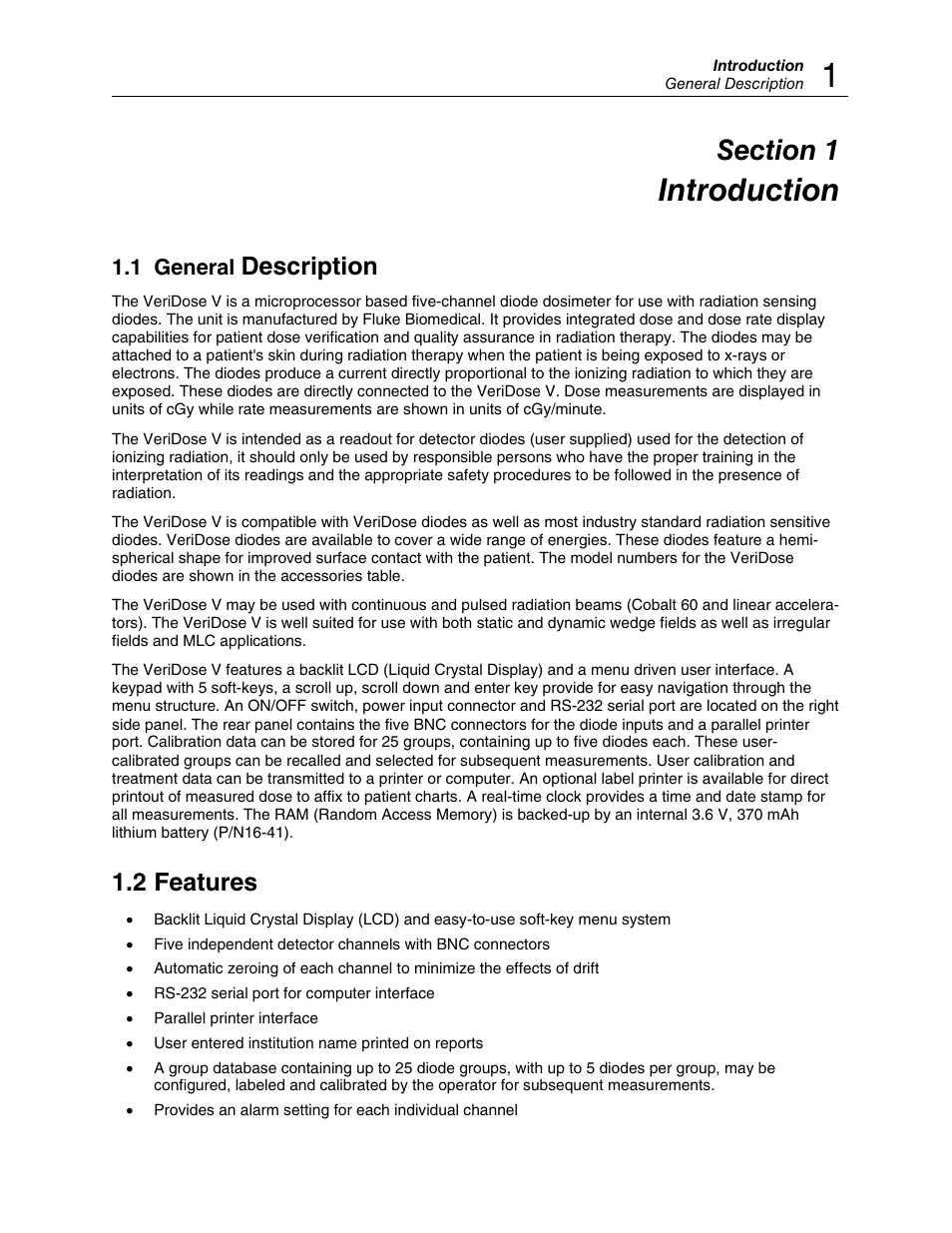 Introduction, Description, 2 features | Fluke Biomedical 37-705 User Manual | Page 5 / 54