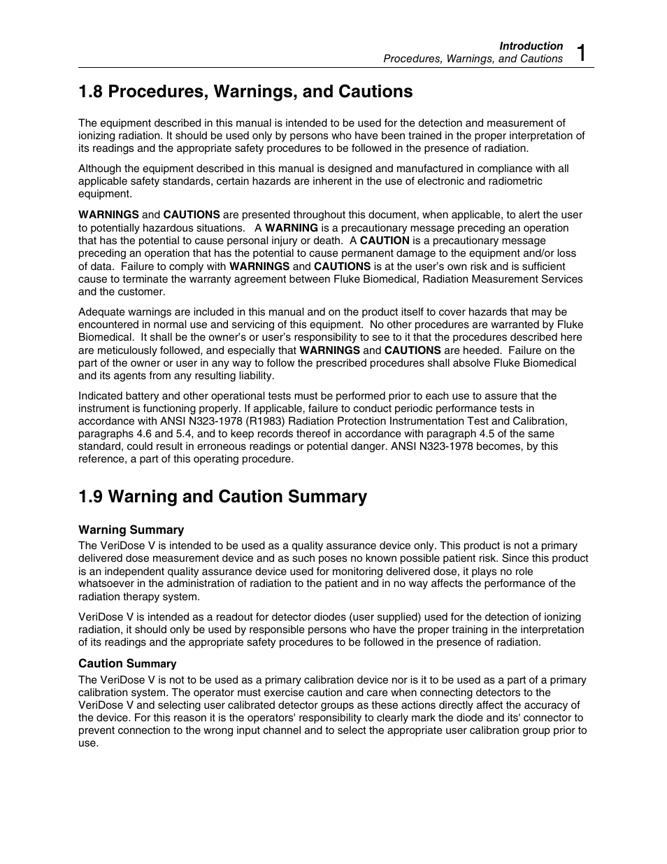 8 procedures, warnings, and cautions, 9 warning and caution summary | Fluke Biomedical 37-705 User Manual | Page 9 / 54