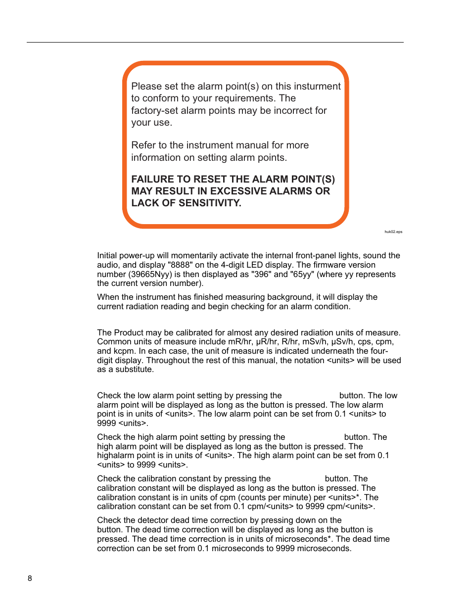 Radiation units, Checking parameters | Fluke Biomedical 05-450 User Manual | Page 16 / 32