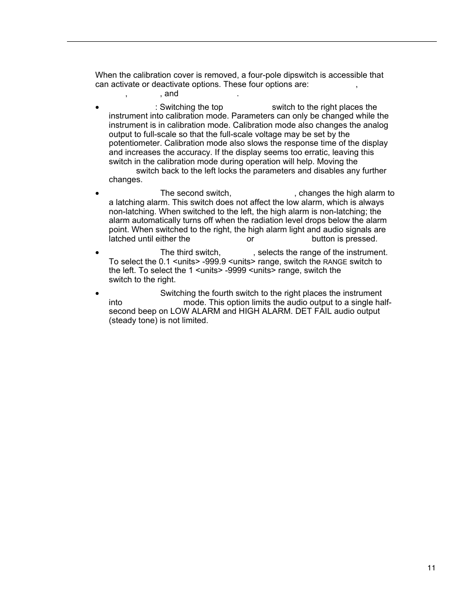 Dipswitch (under calibration cover) | Fluke Biomedical 05-450 User Manual | Page 19 / 32