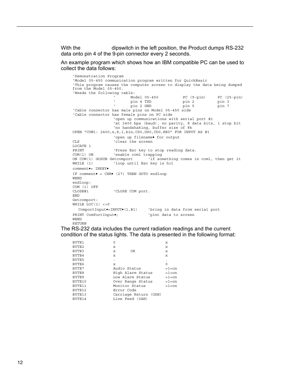 Rs-232 output | Fluke Biomedical 05-450 User Manual | Page 20 / 32