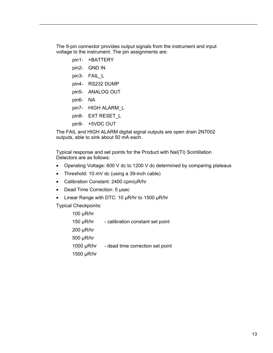 Pin data connector, Detector setups | Fluke Biomedical 05-450 User Manual | Page 21 / 32