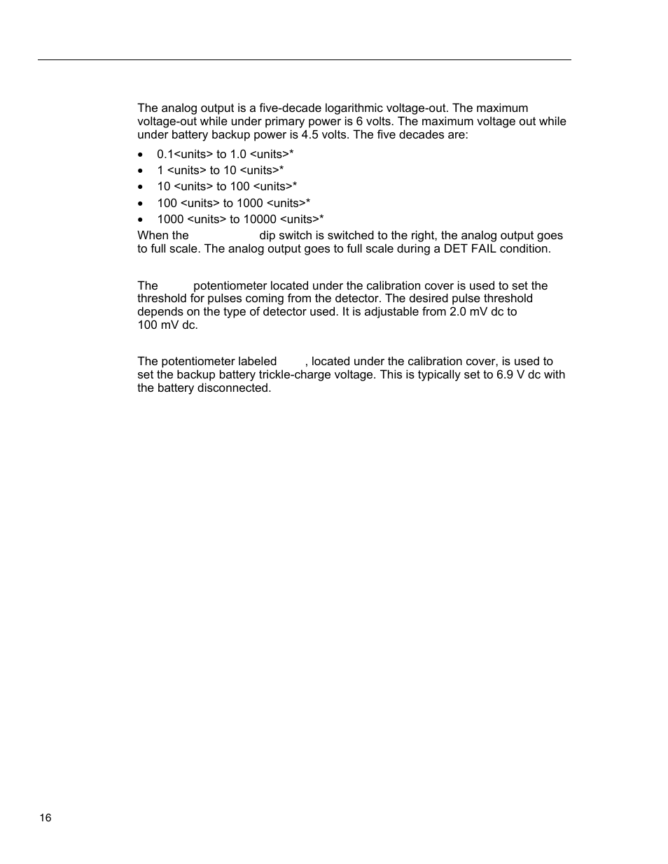 Analog output, Discriminator, Battery charge | Fluke Biomedical 05-450 User Manual | Page 24 / 32