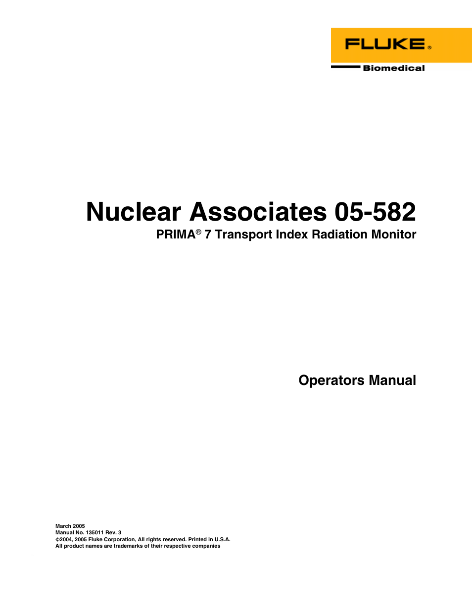 Fluke Biomedical 05-582 User Manual | 10 pages