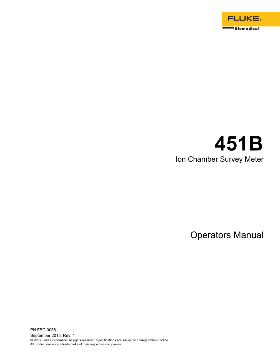 Fluke Biomedical 451B User Manual | 30 pages
