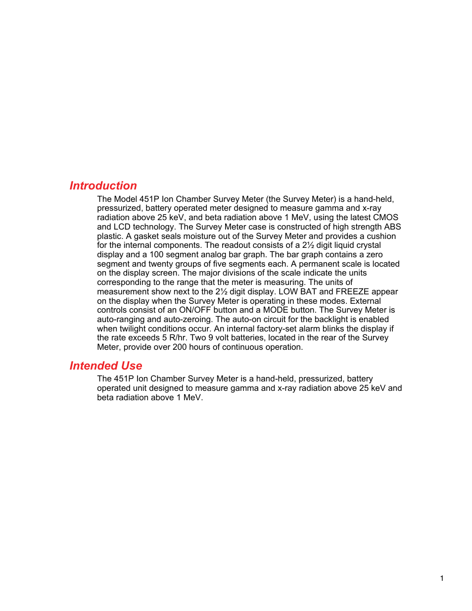 Introduction, Intended use | Fluke Biomedical 451P User Manual | Page 11 / 30