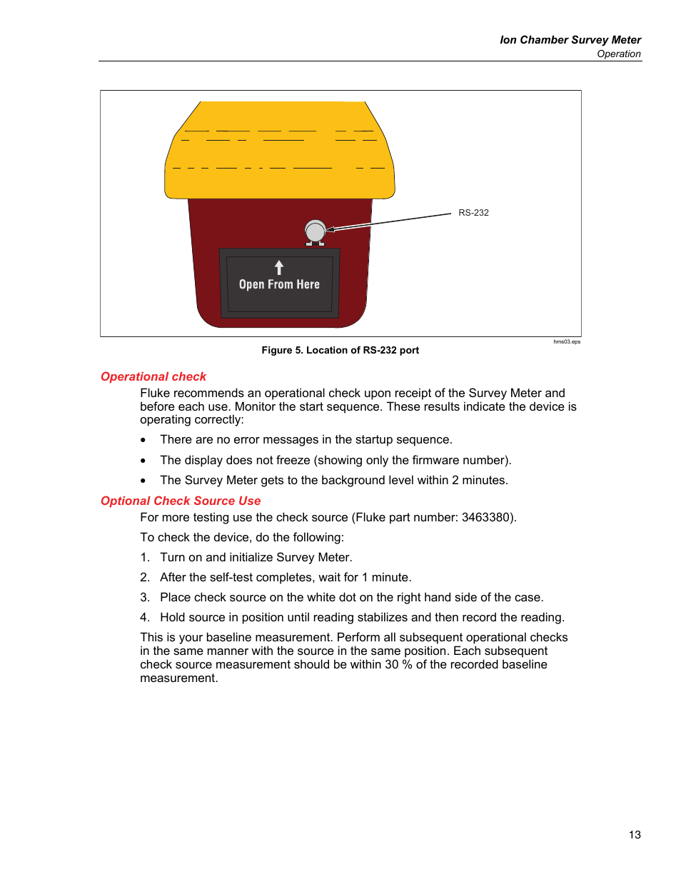 Operational check, Optional check source use | Fluke Biomedical 451P User Manual | Page 23 / 30