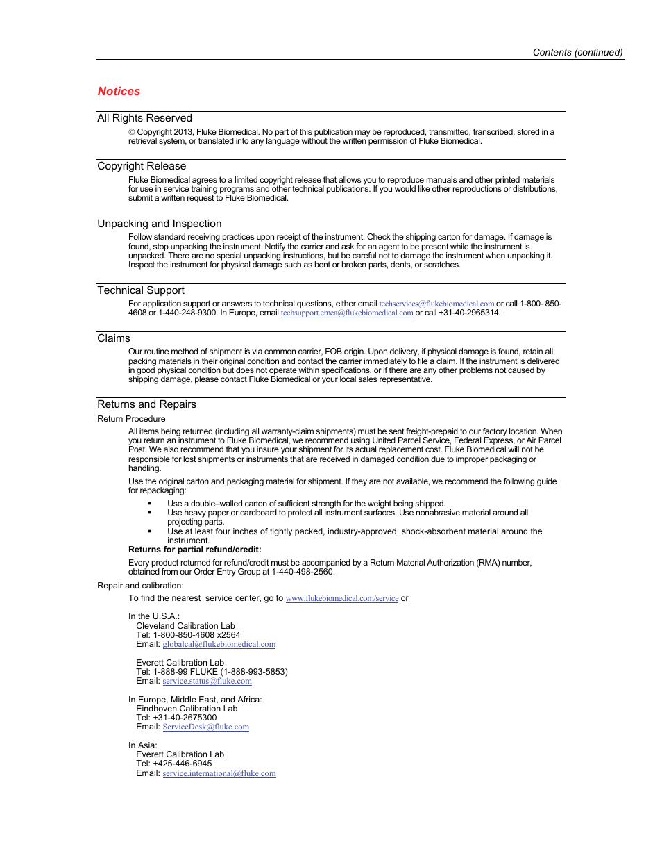 Notices | Fluke Biomedical 451P User Manual | Page 3 / 30