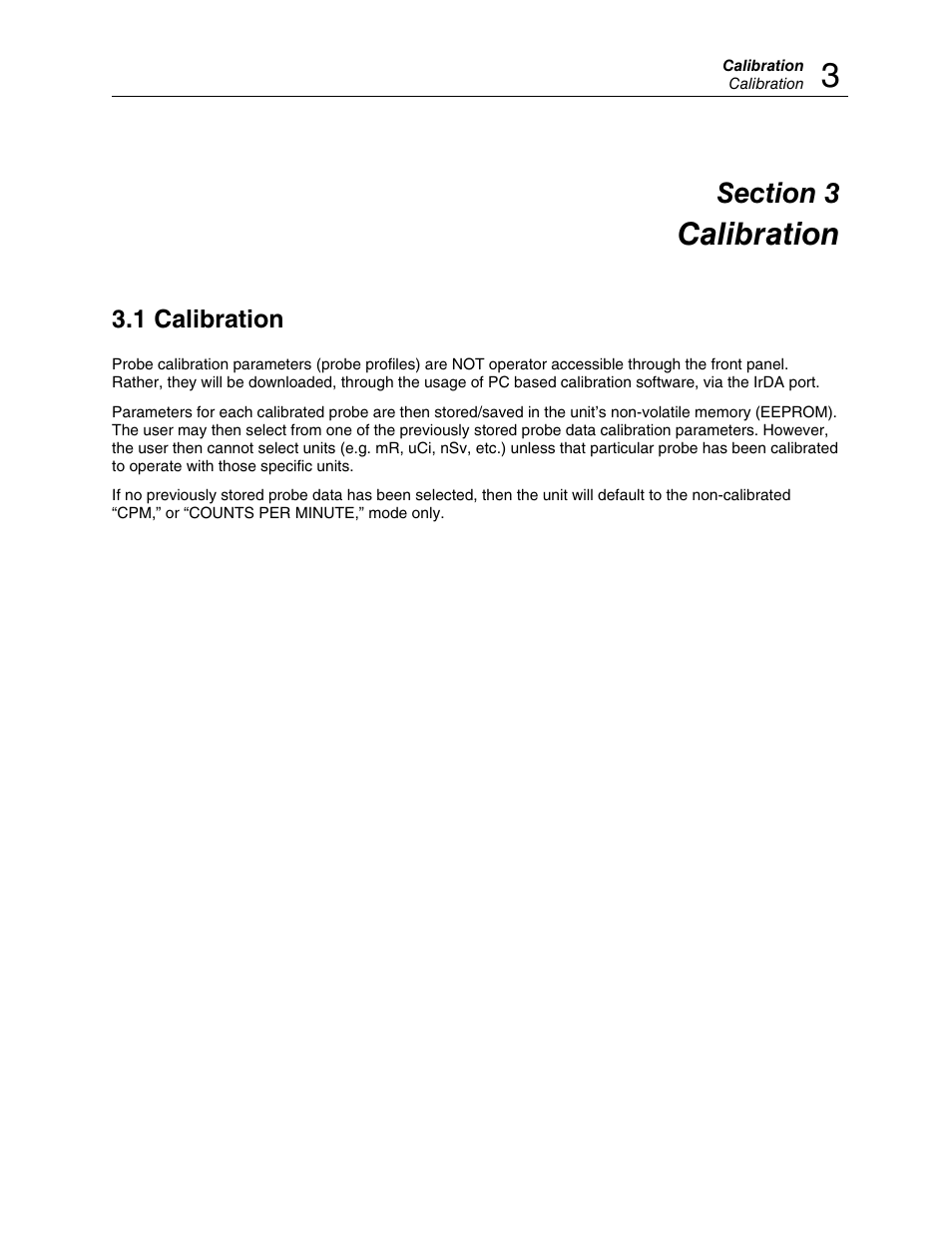 Section 3, Calibration, 1 calibration | Fluke Biomedical ASM-990 Series User Manual | Page 25 / 36