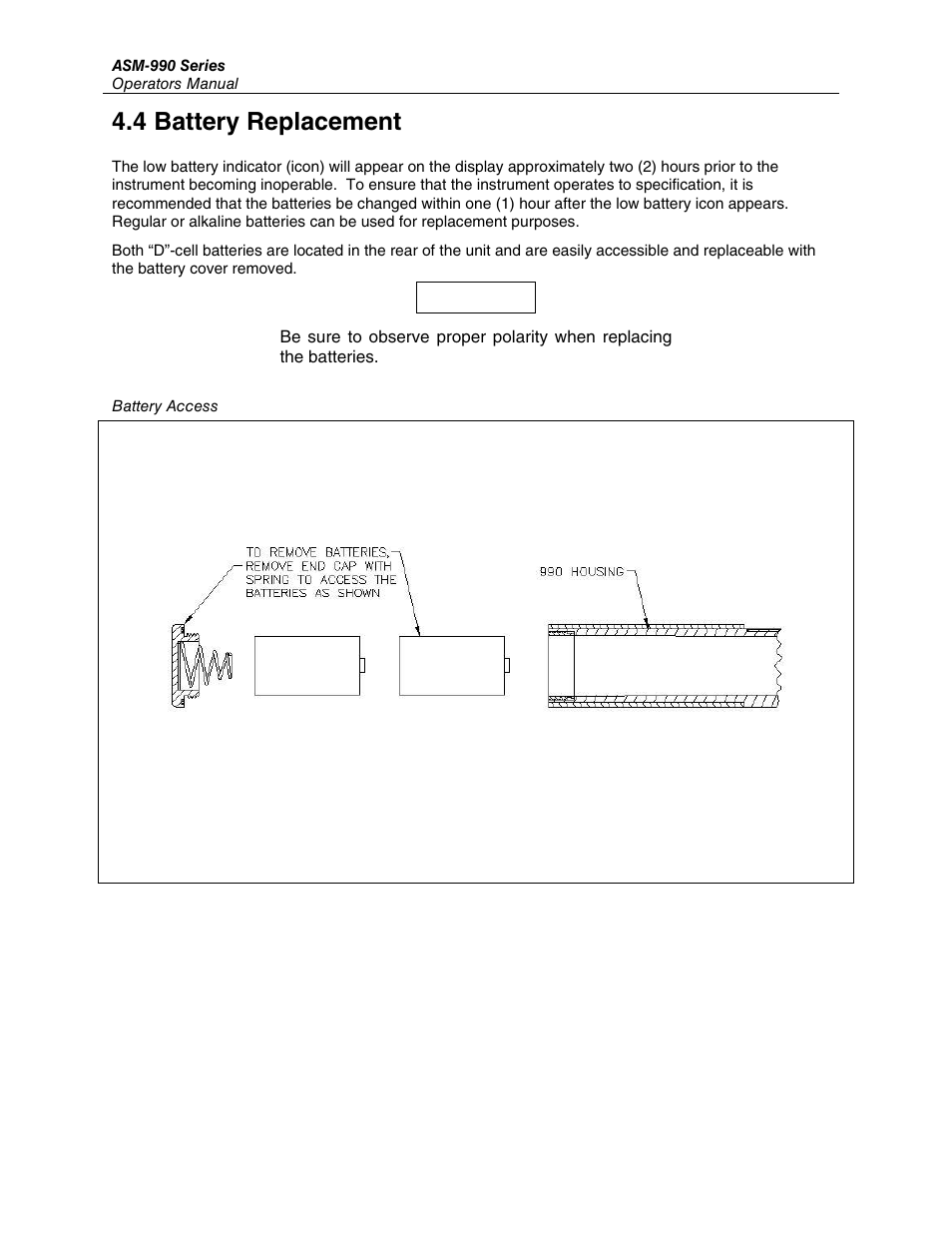 4 battery replacement | Fluke Biomedical ASM-990 Series User Manual | Page 28 / 36