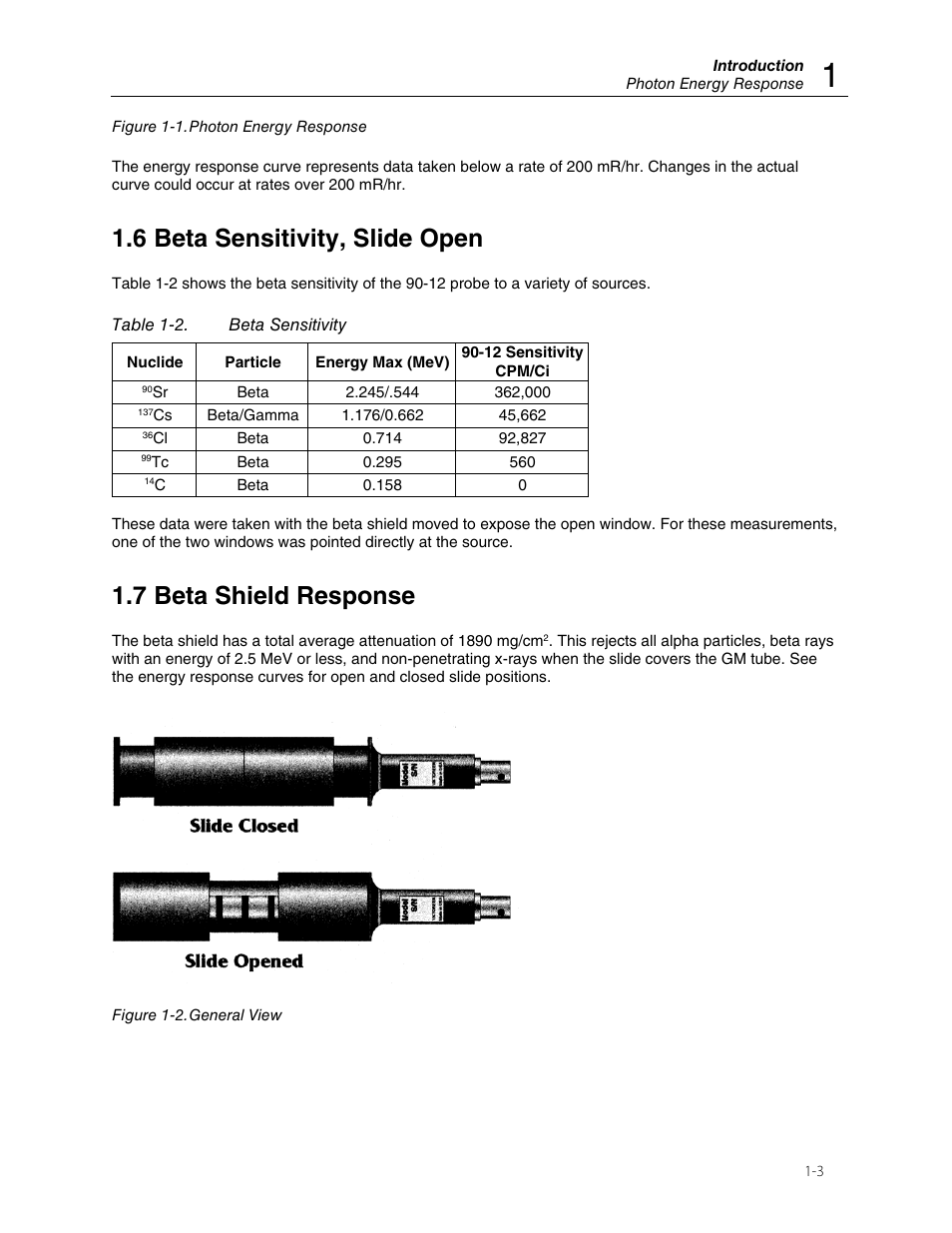 6 beta sensitivity, slide open, 7 beta shield response | Fluke Biomedical 90-12 User Manual | Page 7 / 16