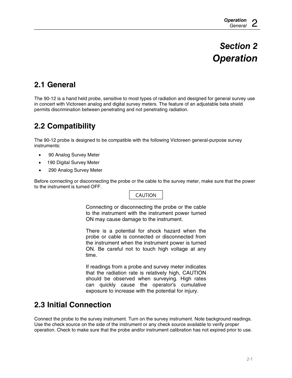Operation, 1 general, 2 compatibility | 3 initial connection | Fluke Biomedical 90-12 User Manual | Page 9 / 16