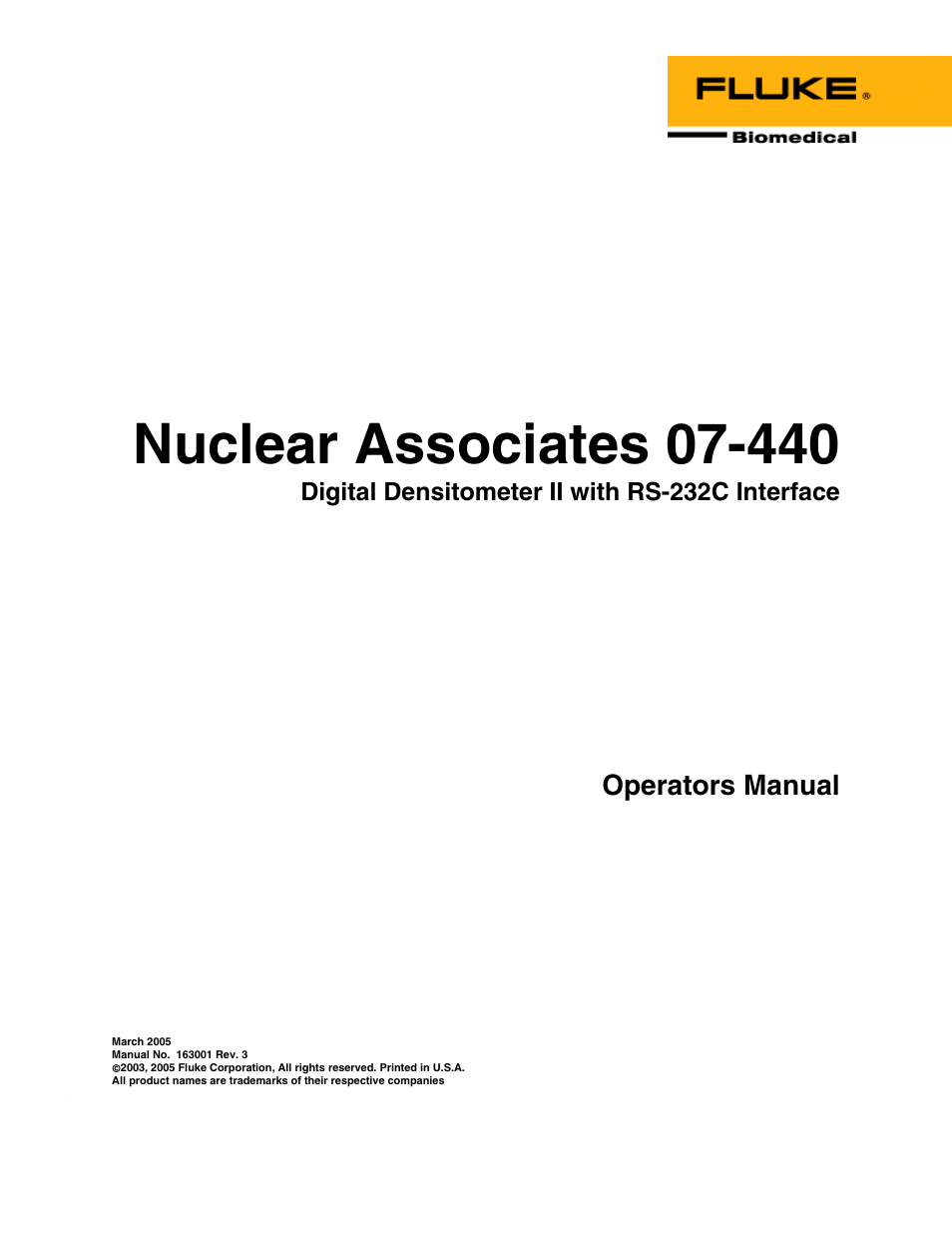 Fluke Biomedical 07-440 User Manual | 20 pages