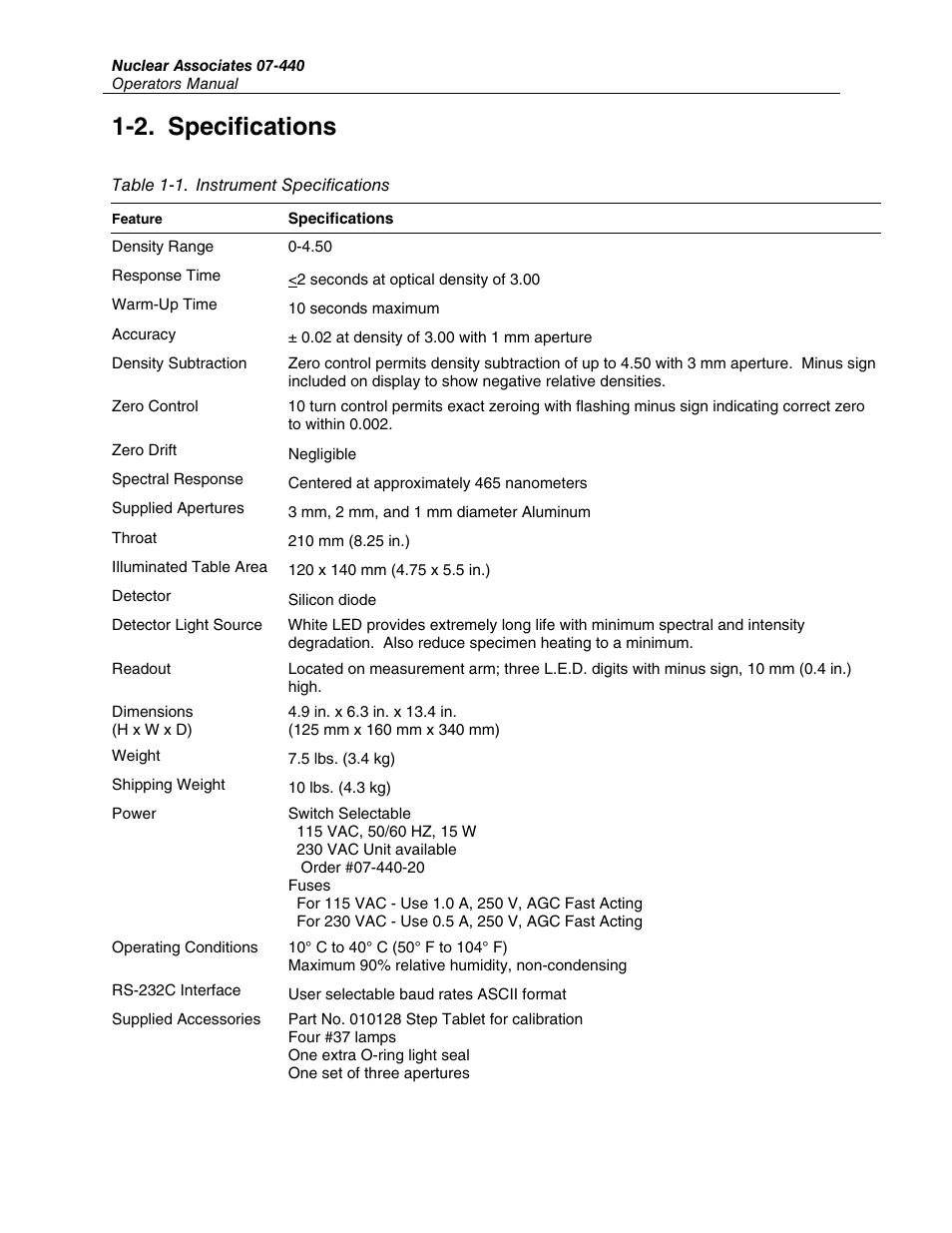 2. specifications | Fluke Biomedical 07-440 User Manual | Page 6 / 20