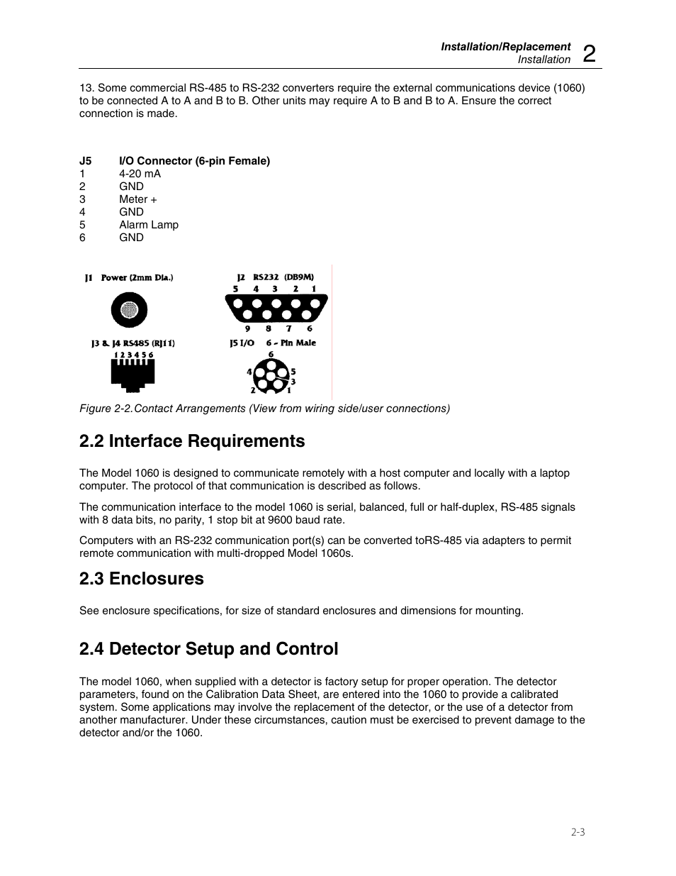 2 interface requirements, 3 enclosures, 4 detector setup and control | Fluke Biomedical 1060AM User Manual | Page 15 / 26