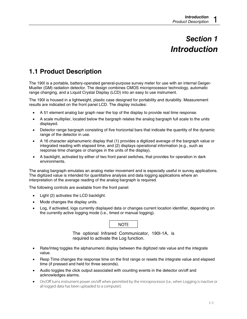 Introduction, 1 product description | Fluke Biomedical 190I User Manual | Page 5 / 28