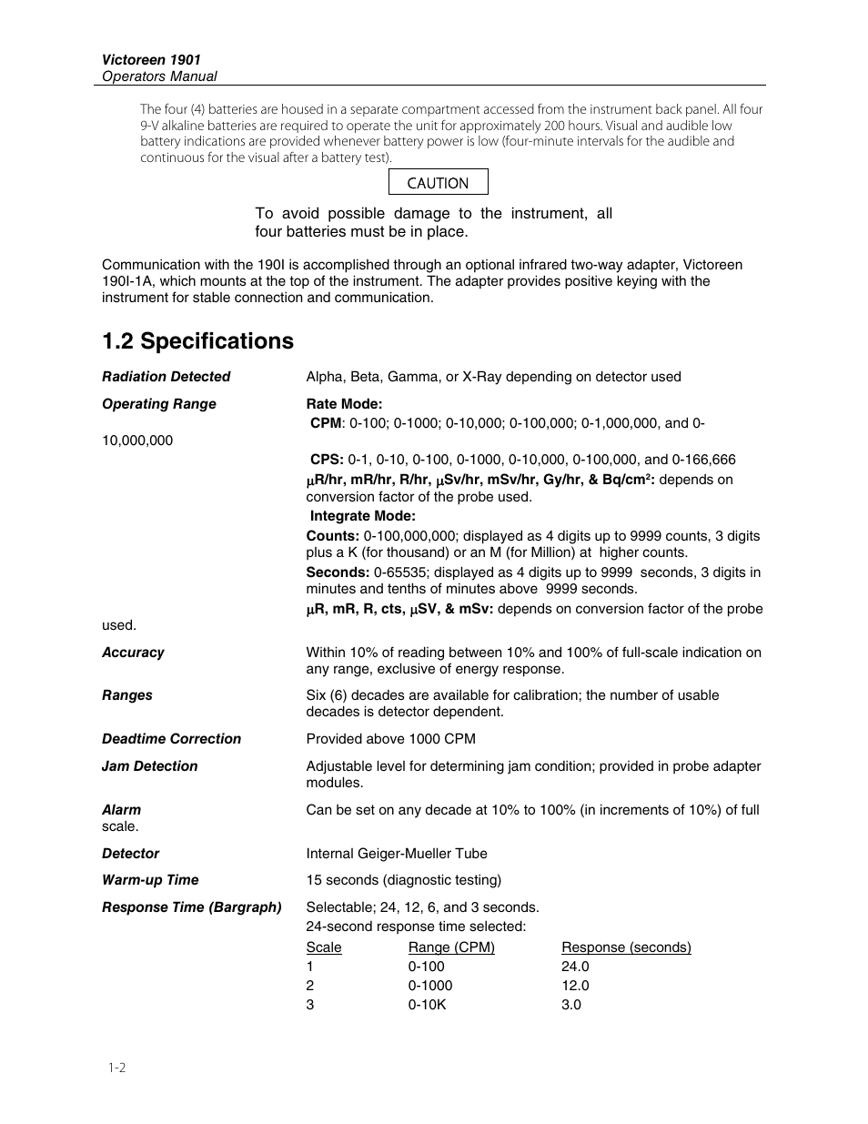 2 specifications | Fluke Biomedical 190I User Manual | Page 6 / 28