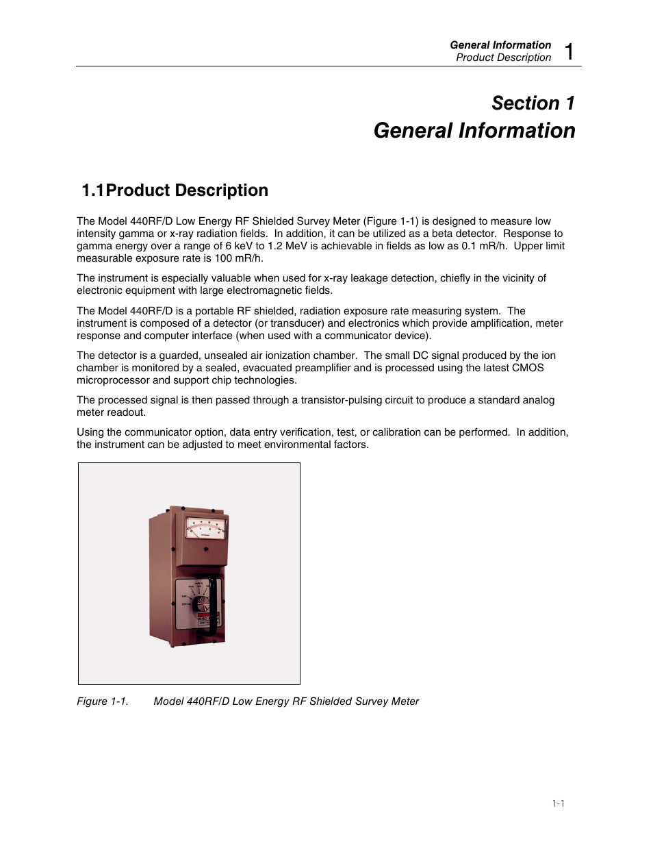 General information, 1 product description | Fluke Biomedical 440RF User Manual | Page 5 / 38