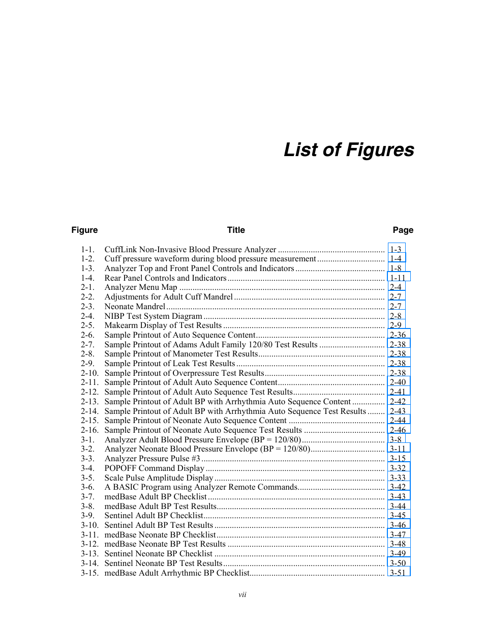 List of figures | Fluke Biomedical Cufflink User Manual | Page 11 / 150