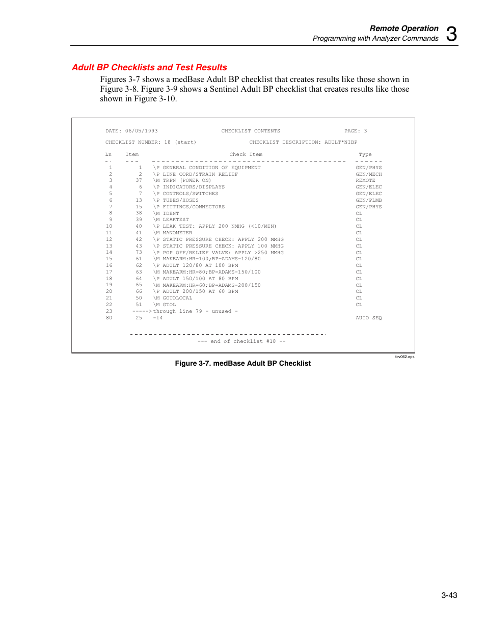 Adult bp checklists and test results, Remote operation | Fluke Biomedical Cufflink User Manual | Page 117 / 150